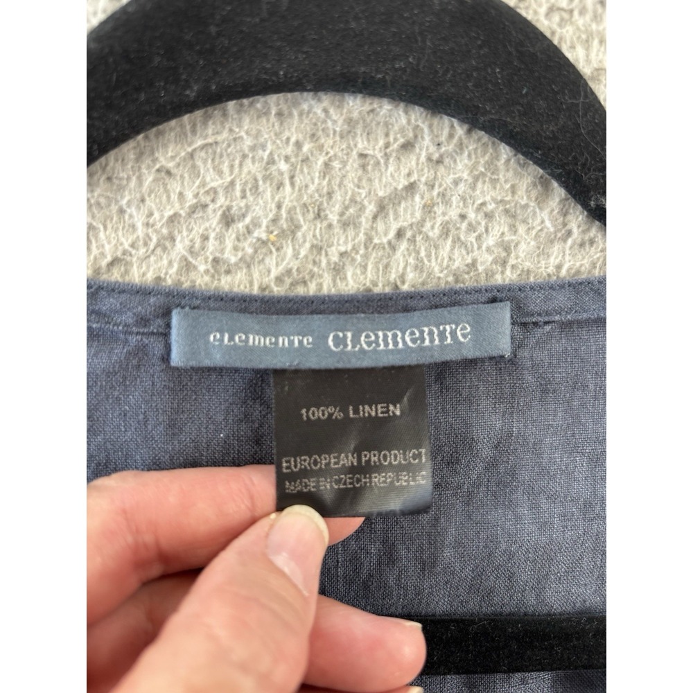 Elemente Clemente‎ Linen Dress Womens 1 Lagenlook Minimalist Blue Pocket - Picture 5 of 9